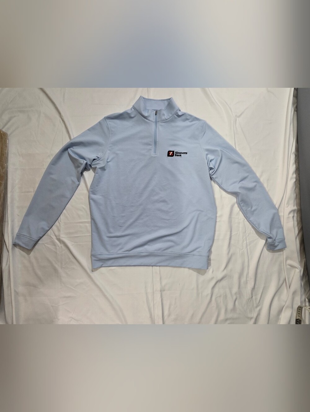 Peter Millar Pullover Mens Blue Perth Mini Stripe Stretch Quarter Zip Golf
